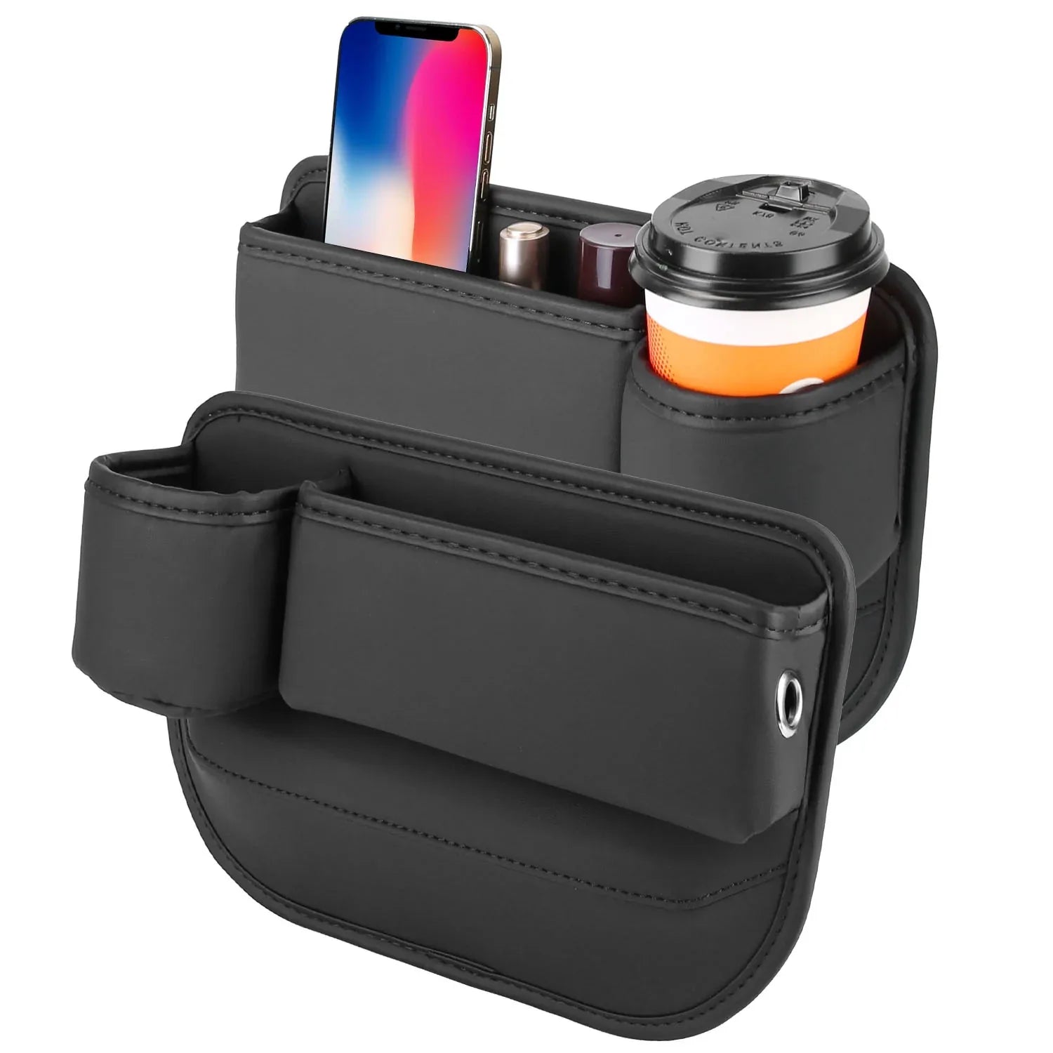 2 Pack Car Seat Gap Filler Organizer Car Leather Cup Holder Gap Bag Universal Car Seat Storage Black For Placing Keys Cards Phones Drinks Lipstick - THE MILE MAKER DRIVER SHOP