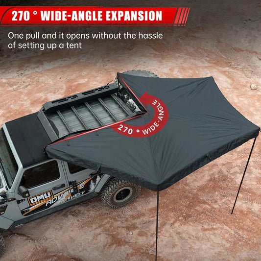 270-Degree Awning Driver Side Free Standing, Car Side 270-Degree Awning Waterproof UV50 Wind Resistant For SUV Van Truck - THE MILE MAKER DRIVER SHOP