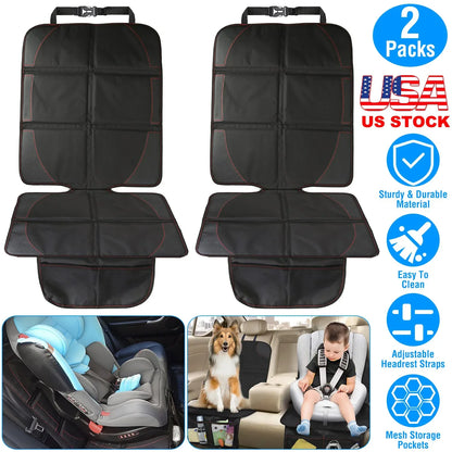2 Packs Car Seat Protector Cushion Mat Pad With Thick Padding Protector For Child Baby Car Seat Mesh Pockets - THE MILE MAKER DRIVER SHOP