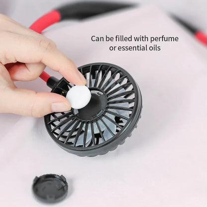 Mini Portable Hanging Neckband Fan USB Rechargeable Double Fans Air Cooler Conditioner Colorful Aroma Electric Desk Fan For Room - THE MILE MAKER DRIVER SHOP