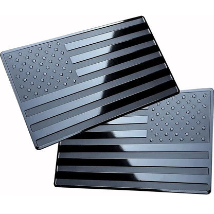 2PCS Metal USA Flag Sticker American Car Truck Decal Emblem Black - THE MILE MAKER DRIVER SHOP