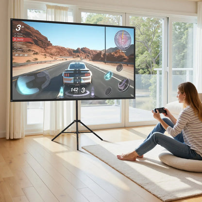 Tripod Projector Screen With Stand 80 Inch 160° Wide Angle 4K HD 16:9 Screen - THE MILE MAKER DRIVER SHOP