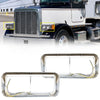Dual Rectangular 2X For 4x6 Light Headlight Bezel With 12 Amber LED Light Strip For Kenworth T400 T600 T800 W900B W900L Peterbilt 378 379 Western Star 4900 Trucks Clear Lens White LED - THE MILE MAKER DRIVER SHOP
