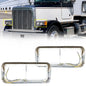 Dual Rectangular 2X For 4x6 Light Headlight Bezel With 12 Amber LED Light Strip For Kenworth T400 T600 T800 W900B W900L Peterbilt 378 379 Western Star 4900 Trucks Clear Lens White LED - THE MILE MAKER DRIVER SHOP