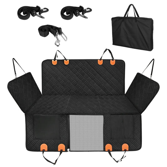 1Pc Dog Car Seat Cover For Back Seat Waterproof Oxford Cloth Seat Cover Hammock Non-Slip Scratchproof Back Seat Extender With Side Flap Mesh Window Storage Bag For Car SUV Truck - THE MILE MAKER DRIVER SHOP