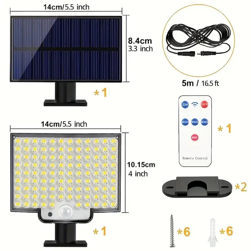 2PCS Solar Lights Outdooor 4 Modes 106LED Solar Security Lights Waterproof Solar Motion Light - THE MILE MAKER DRIVER SHOP
