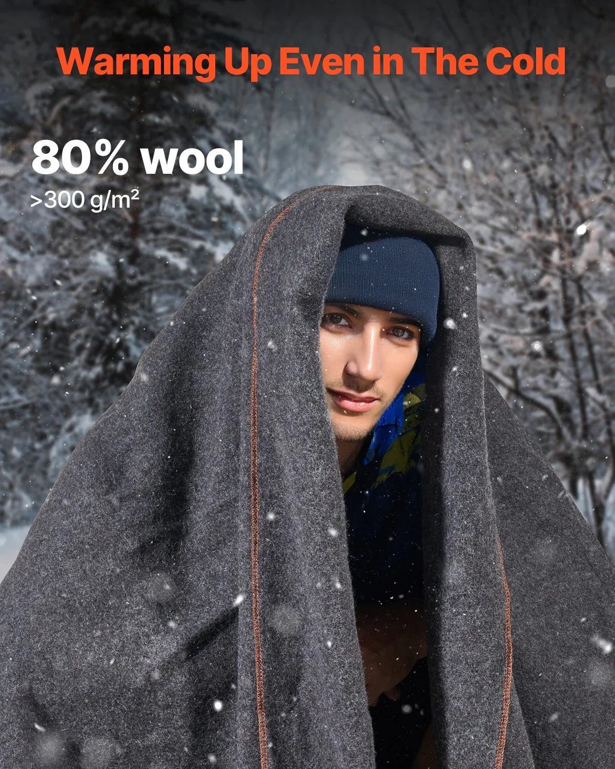 Wool Camping Blanket 64X 88 Warm For Camping Hiking Travel Light Grey - THE MILE MAKER DRIVER SHOP