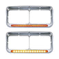 Chrome Rectangular Dual Headlight Bezels With Amber Lens , Amber LED 2Pcs - THE MILE MAKER DRIVER SHOP