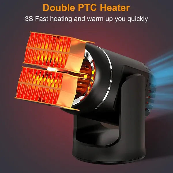 Portable Car Heater 2 In 1 Heating Cooling Fan Rotatable Demister Defroster With 4.92ft Cord - THE MILE MAKER DRIVER SHOP