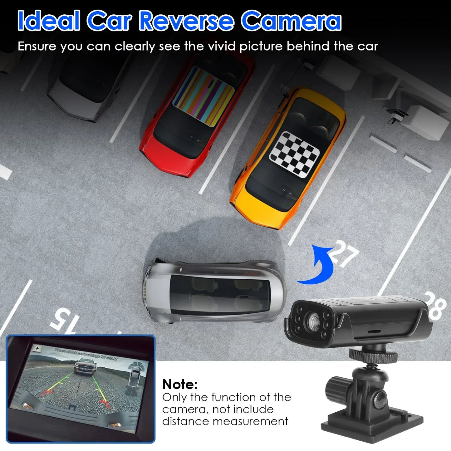 1Pc Wireless Camera Reverse Hitch Guide Camera Vehicle Backup Rechargeable Camera With Flexible Adhesive Base Night Vision For Car RVs Trailer Truck - THE MILE MAKER DRIVER SHOP