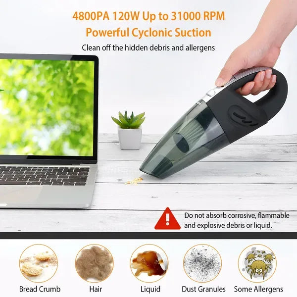 Car Handheld Vacuum Cleaner Cordless Rechargeable Hand Vacuum Portable Strong Suction Vacuum - THE MILE MAKER DRIVER SHOP