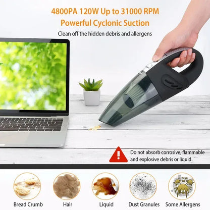 Car Handheld Vacuum Cleaner Cordless Rechargeable Hand Vacuum Portable Strong Suction Vacuum - THE MILE MAKER DRIVER SHOP