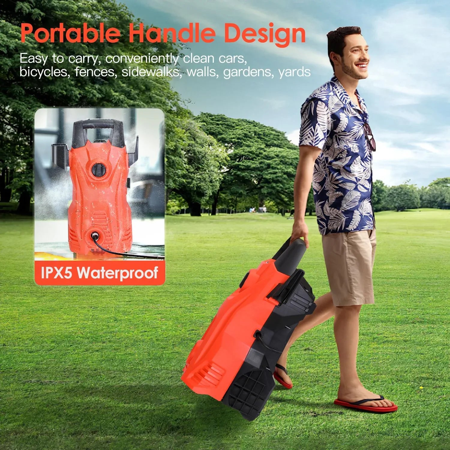 1Pc Electric High Pressure Washer 1740PSI Powerful Car Washer Pressure Cleaner With Adjustable Spray Nozzle Soap Dispenser IPX5 Waterproof For Patio Garden Driveway - THE MILE MAKER DRIVER SHOP
