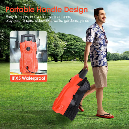 1Pc Electric High Pressure Washer 1740PSI Powerful Car Washer Pressure Cleaner With Adjustable Spray Nozzle Soap Dispenser IPX5 Waterproof For Patio Garden Driveway - THE MILE MAKER DRIVER SHOP
