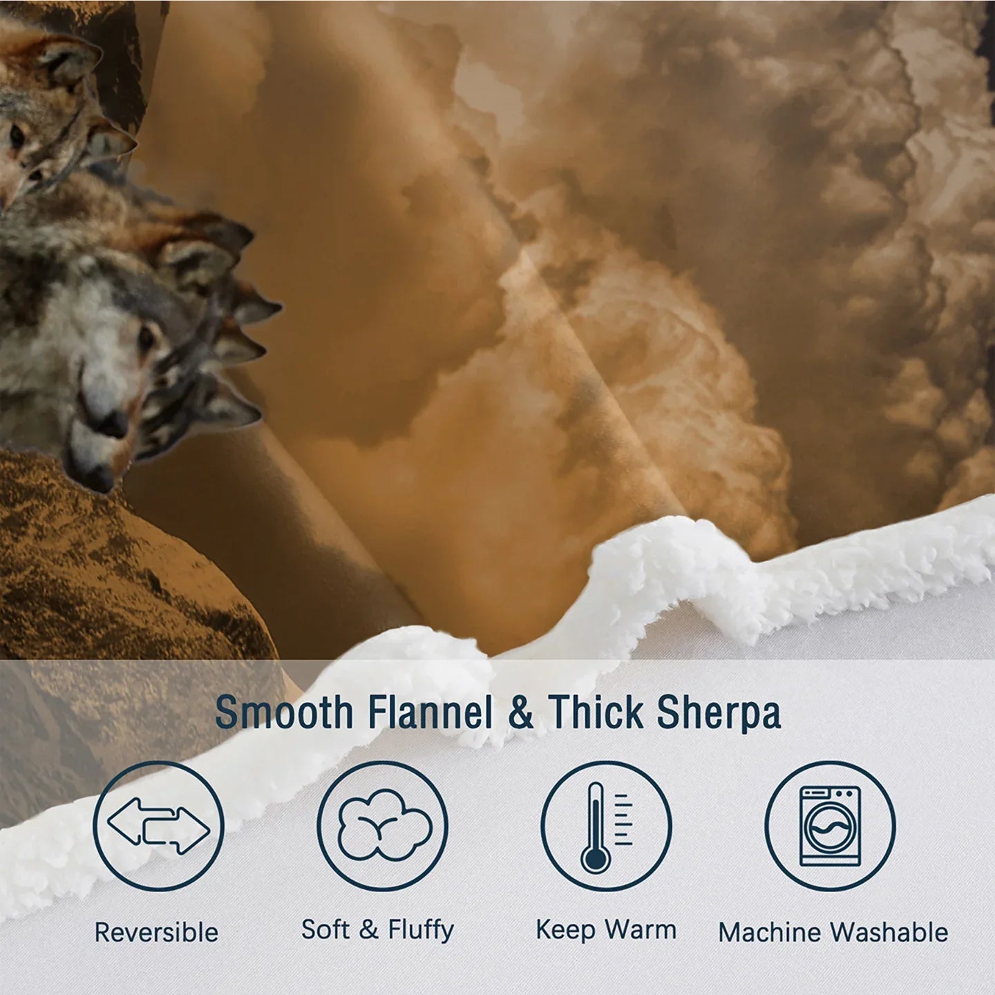 Indian Wolf Sherpa Fleece Blanket Native American Wolf Cozy Warm Fluffy Plush Blanket For Bed Couch Chair Living Room Decor 50x60 Inch 60x80 Inch - THE MILE MAKER DRIVER SHOP