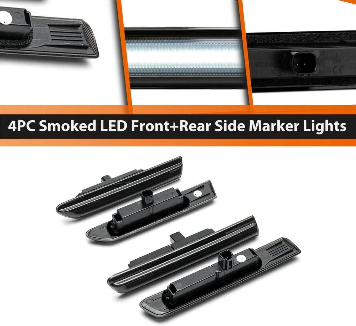Black Lens LED Front Rear Fender Side Marker Lights For 2004-2008 Acura TL Base - THE MILE MAKER DRIVER SHOP