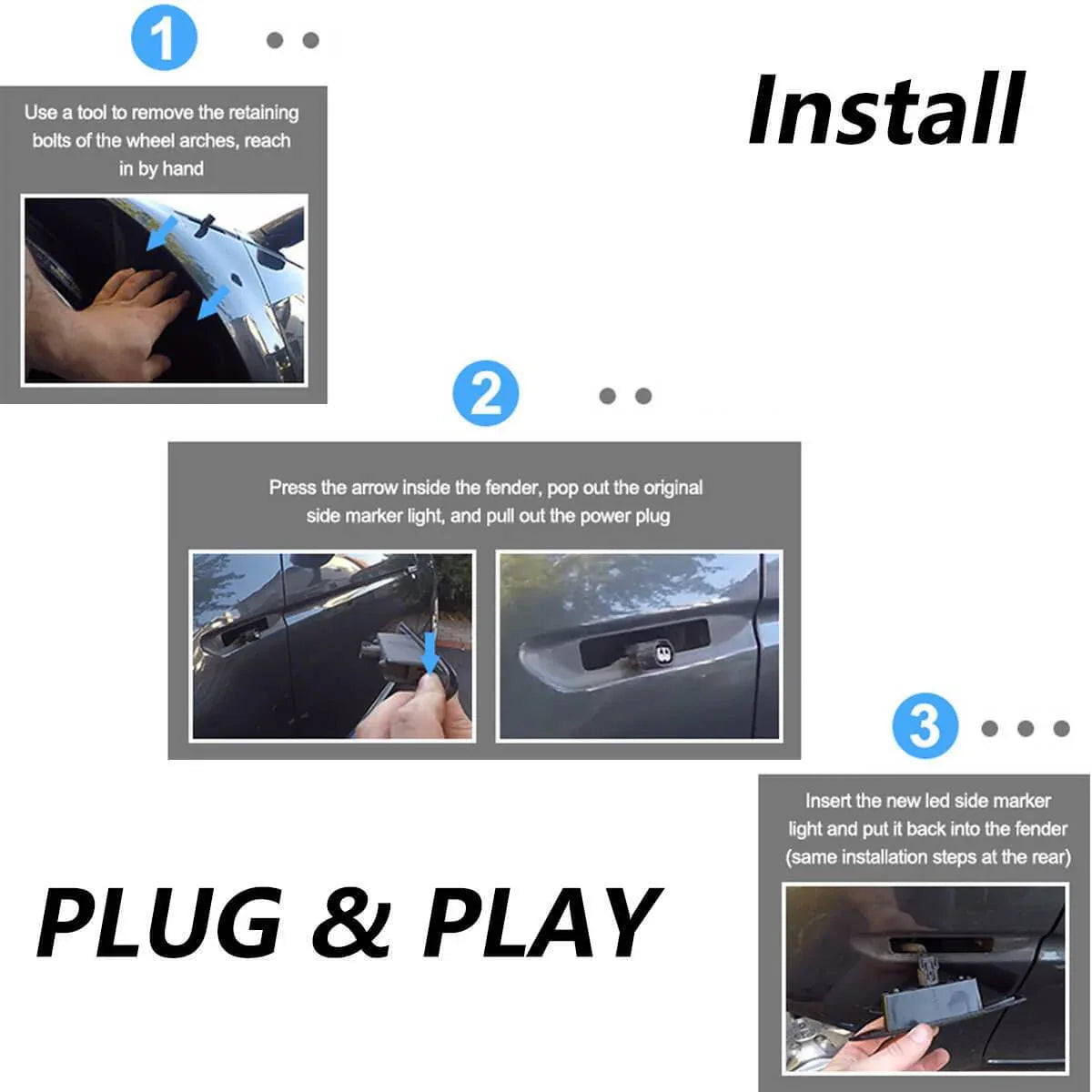 Black Lens LED Front Rear Fender Side Marker Lights For 2004-2008 Acura TL Base - THE MILE MAKER DRIVER SHOP