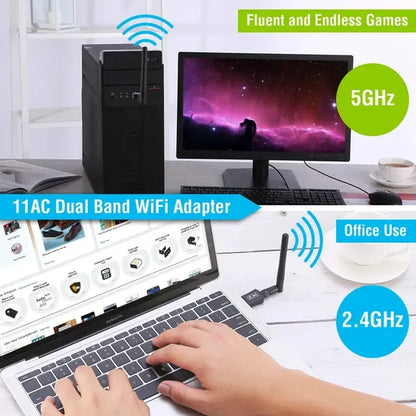 USB WiFi Adapter AC600Mbps 5G/2.4G Dual Band 802.11ac Wireless Network Adapter W/ 2dBi External Antennas For PC Desktop Laptop - THE MILE MAKER DRIVER SHOP