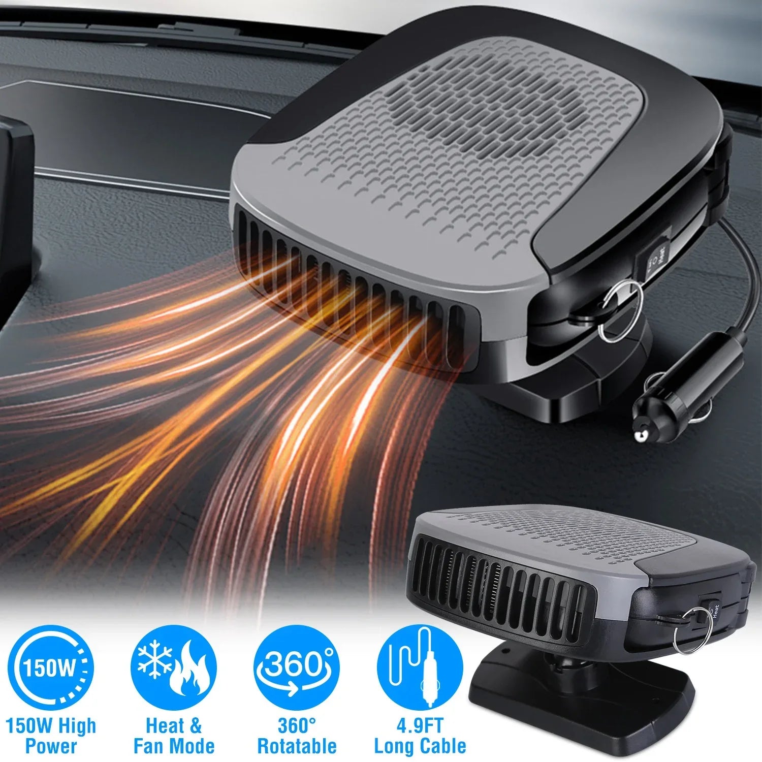 12V 150W Portable Car Auto Heater Heating Fan 2 In 1 Defroster Demister Windshield Heater Automotive Cooling Fan - THE MILE MAKER DRIVER SHOP