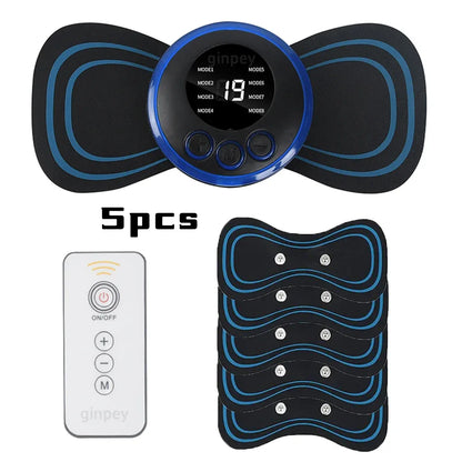 Mini Massager With 5 Pads Portable Electric Muscle Stimulator - Deep Tissue Management Device - Pulse Therapy For Back Shoulder Neck Leg - THE MILE MAKER DRIVER SHOP