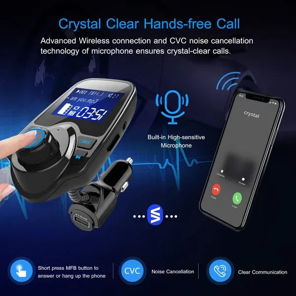 Car Wireless FM Transmitter Fast USB Charge Hands-free Call Car MP3 Player AUX Input - THE MILE MAKER DRIVER SHOP