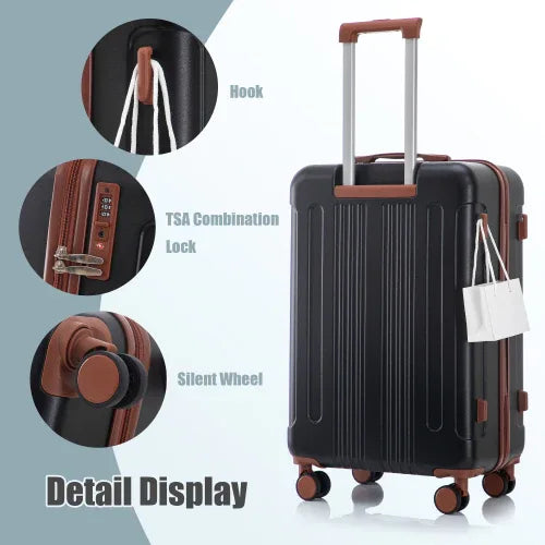 20 24 28 3 Pcs Set In ABS Spinner Wheel Luggage, Carry On Suitcase, Matching Color, TSA Combination Lock - THE MILE MAKER DRIVER SHOP