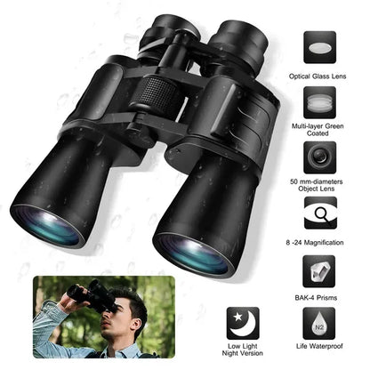Portable Zoom Binoculars With FMC Lens Low Light Night Vision For Bird Watching Hunting Sports - THE MILE MAKER DRIVER SHOP