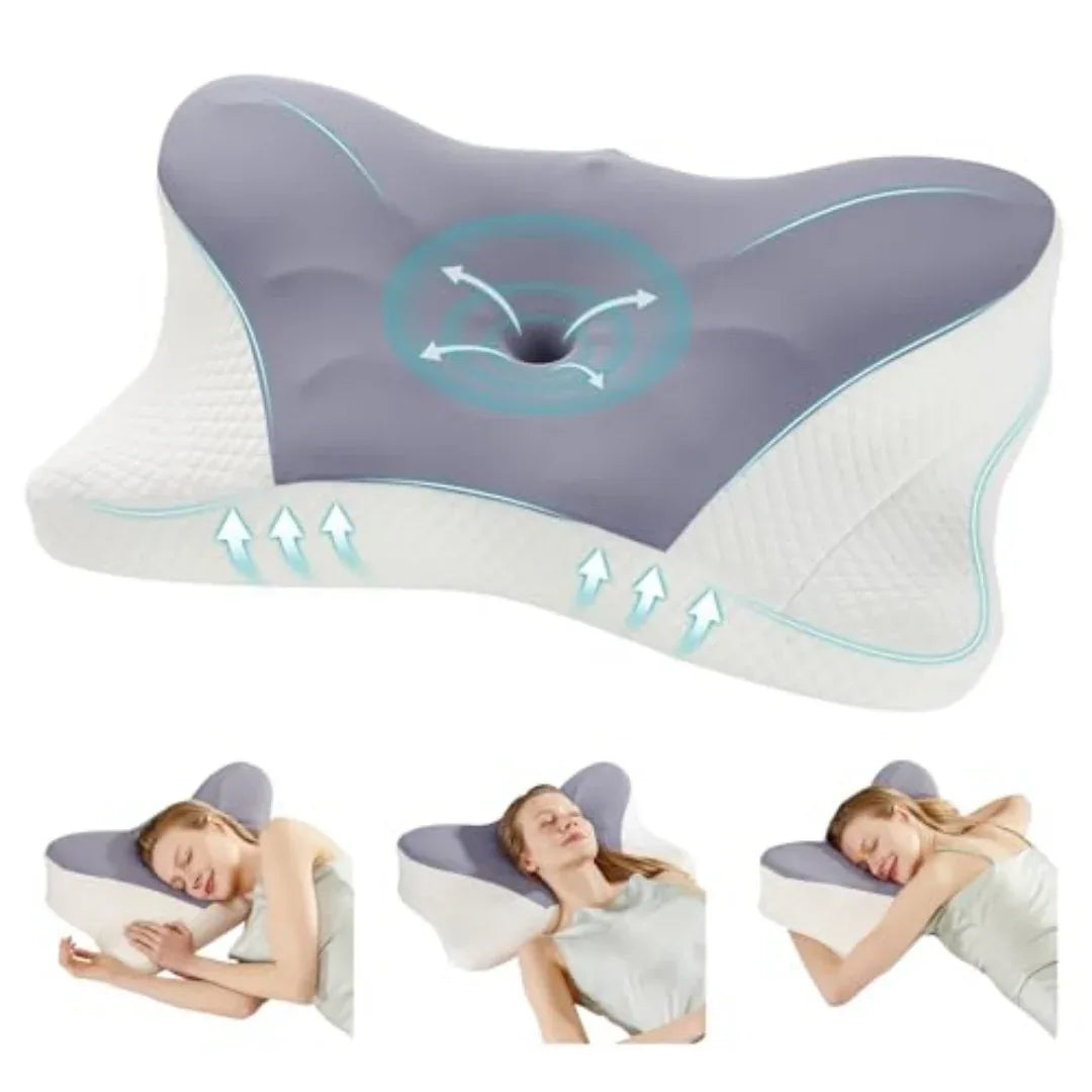 Cervical Neck Pillow, Cooling Ergonomic Memory Foam Pillows Dual Height Orthopedic Support Contour Pillow For Side - THE MILE MAKER DRIVER SHOP