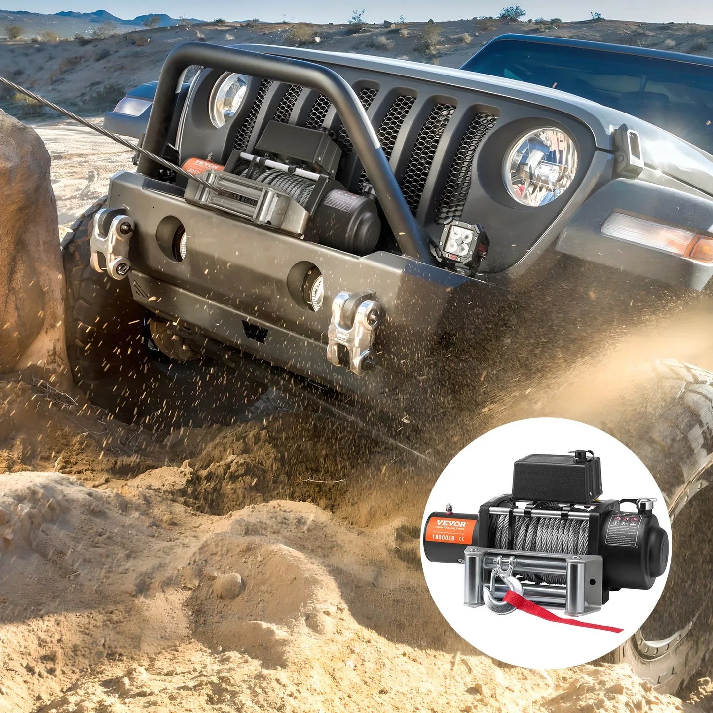 Electric Winch Truck 18,000 Lb Steel Cable IP65 Waterproof Remote Control - THE MILE MAKER DRIVER SHOP