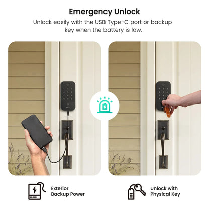 Smart WiFi & Bluetooth Door Lock With Fingerprint, Keypad & Code Entry, App Remote Control, Auto Lock, Black - THE MILE MAKER DRIVER SHOP