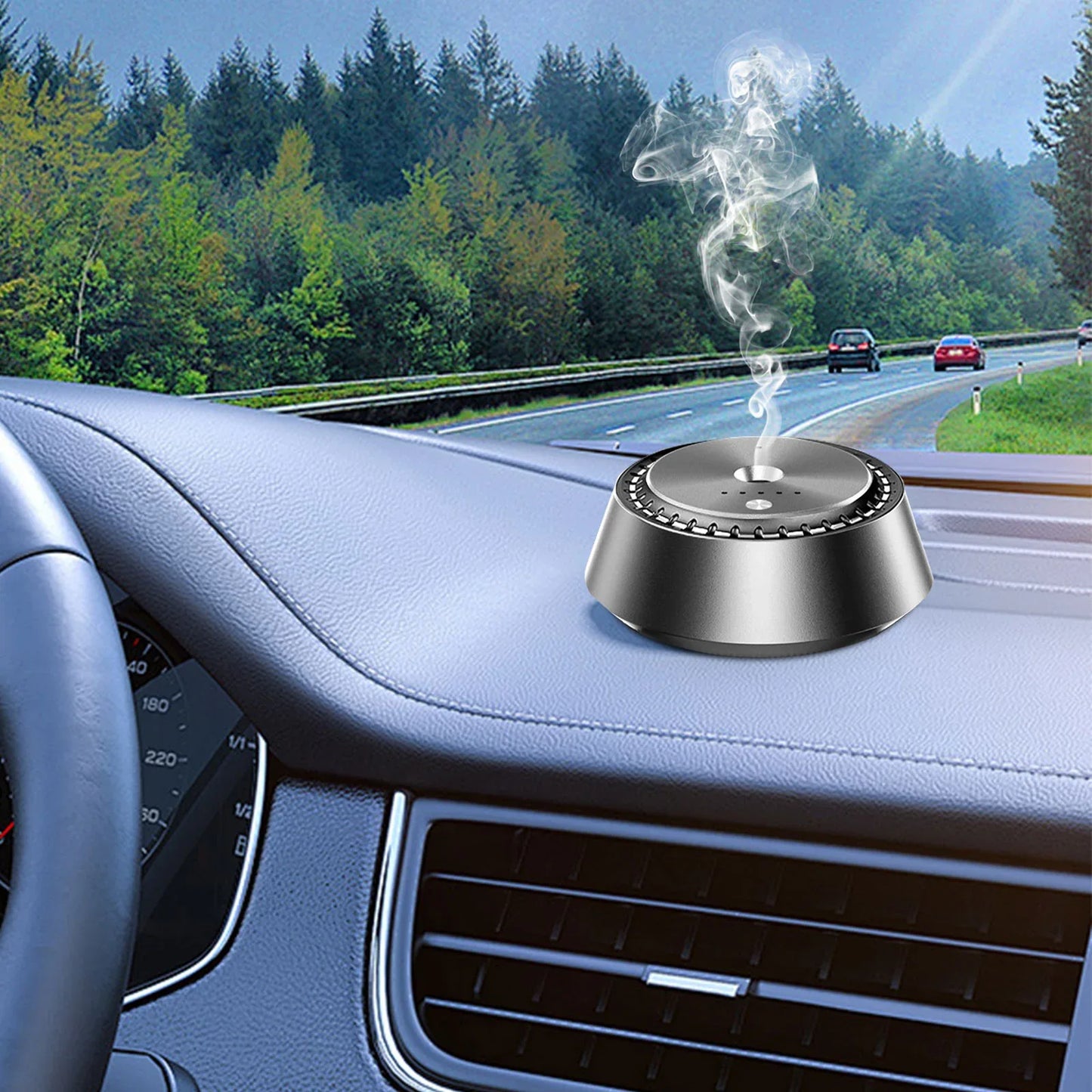 Alloy PC Three Speed Control Intelligent Car Mounted Aromatherapy Ultrasonic Atomization Chip Nano Levelatomized Essential Oil Wireless Car Humidifier - THE MILE MAKER DRIVER SHOP