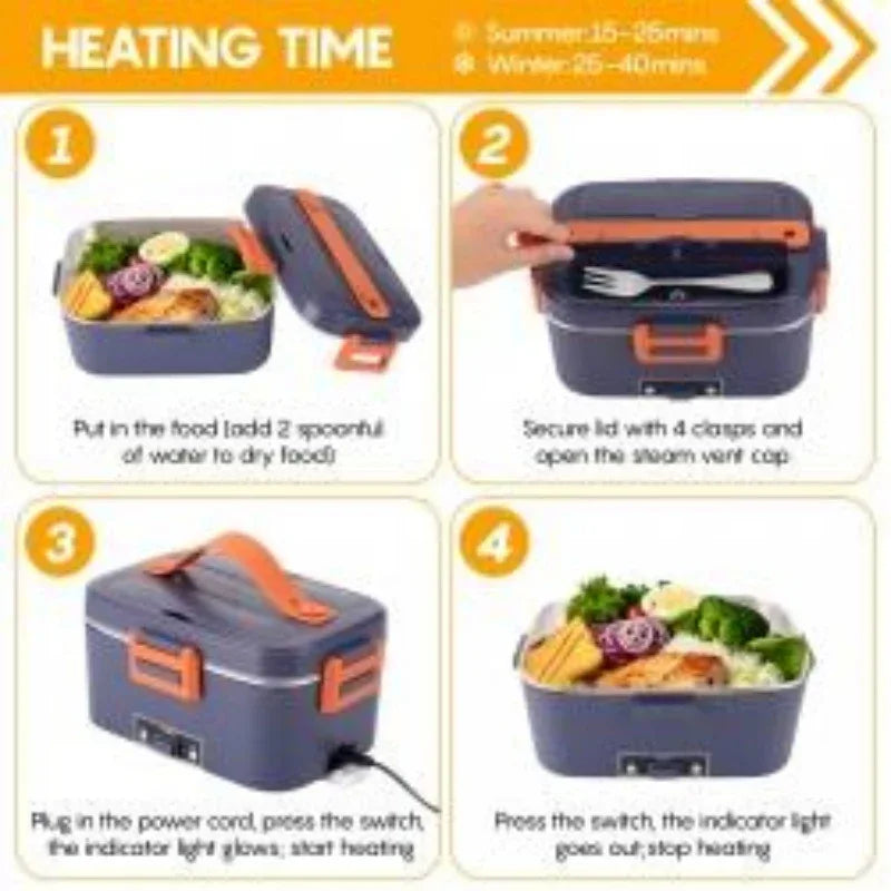 Electric Heating 1.8 Liter Lunch Box For Work, Car And Home - THE MILE MAKER DRIVER SHOP