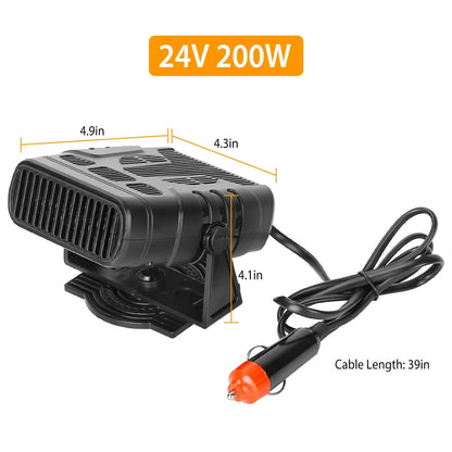 24V 200W Or 12V 120W Portable Car Heater Heating Fan 2 In 1 Defroster Demister Windshield Heater Automotive Cooling Fan - THE MILE MAKER DRIVER SHOP
