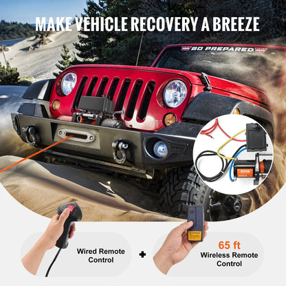 Electric Winch For Truck 6000 Lb Synthetic Rope Waterproof Remote Control - THE MILE MAKER DRIVER SHOP