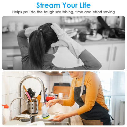 1Set Electric Handheld Spin Scrubber Cordless Cleaning Brush With 2 Rotating Speeds 3 Cleaning Brushes Rechargeable Shower Scrubber For Kitchen Dish Bathtub Sink Tile - THE MILE MAKER DRIVER SHOP