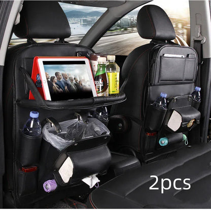 PU Leather Car Storage Bag Multifunction Seat Back Tray Hanging Bag Waterproof Car Organizer Automotive Interior Accessories - THE MILE MAKER DRIVER SHOP