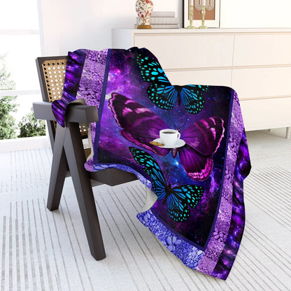 Cozy Butterfly Printed Flannel Blanket - Soft, Warm, And Lightweight Throw For Couch, Sofa, Office, Bed, Camping, And Travel - Multi-Purpose Gift For All Seasons With Versatile Design - THE MILE MAKER DRIVER SHOP