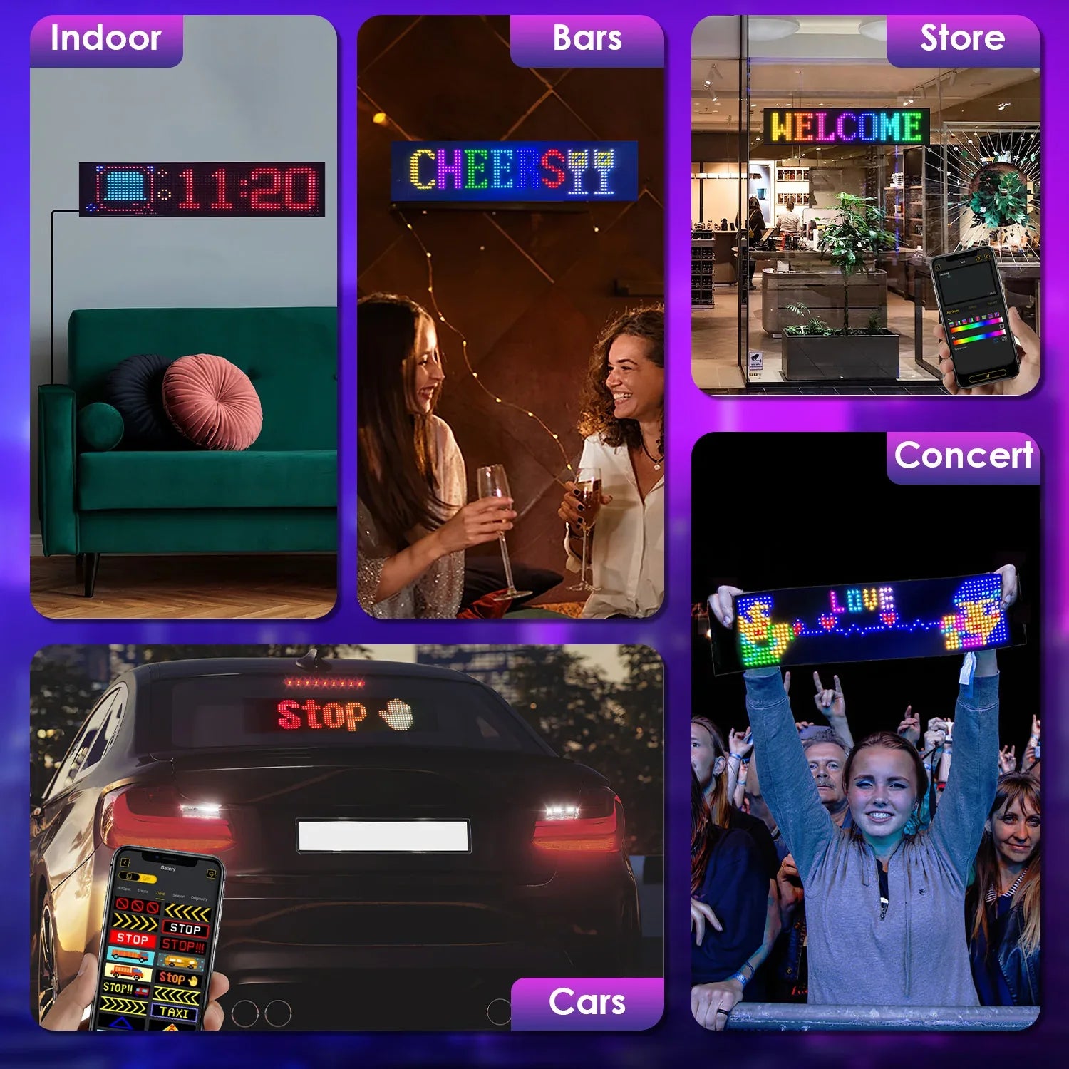 2Pack 16x96 Matrix Devil Eyes Lights For Car Ultra-thin Programmable LED Car Signs With APP Remote Control DIY Design Text Patterns Animations - THE MILE MAKER DRIVER SHOP