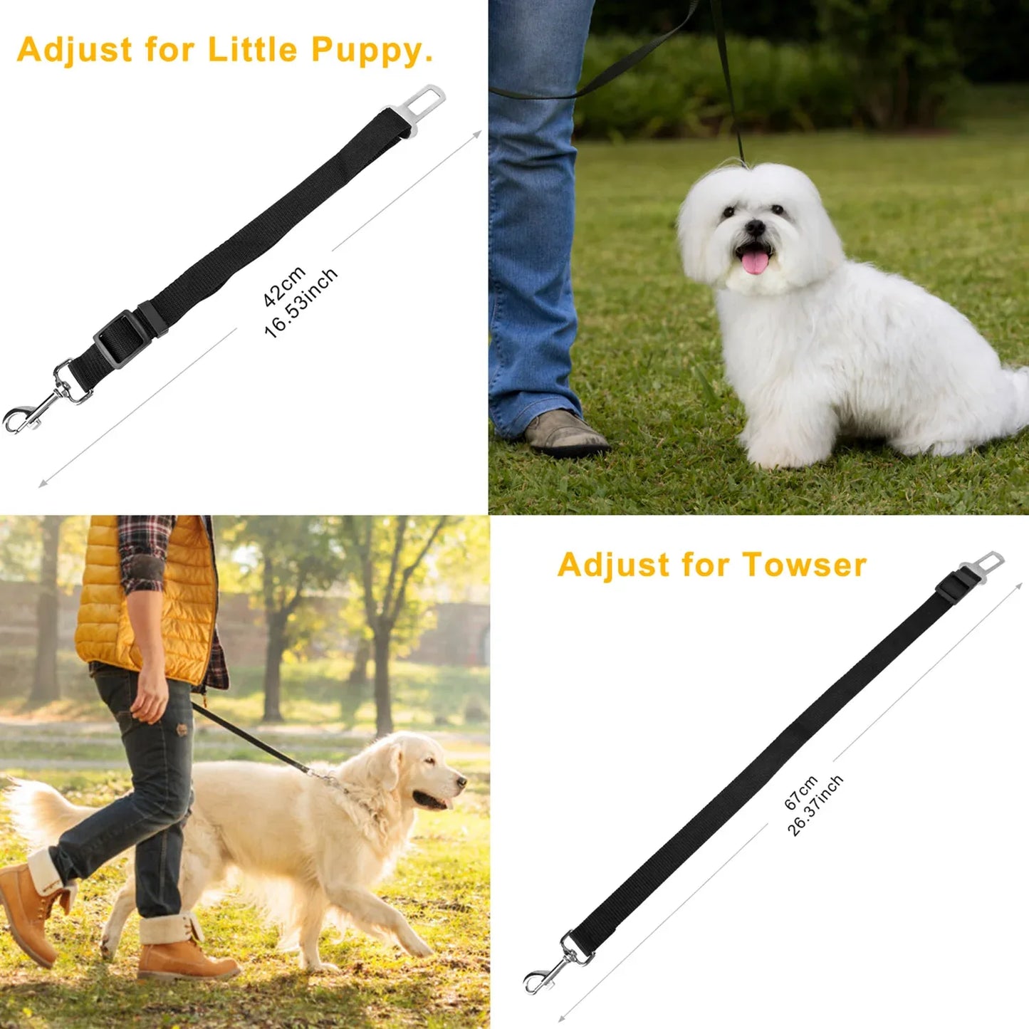 2Pcs Pet Dog Seat Belt Leash Adjustable Pet Dog Cat Safety Leads Harness Car Vehicle Nylon Fabric Seatbelt Strap - THE MILE MAKER DRIVER SHOP