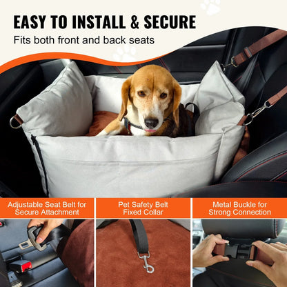 VEVOR Dog Booster Car Seat Pet Car Seat For Small Dog Up To 25lbs Gray - THE MILE MAKER DRIVER SHOP