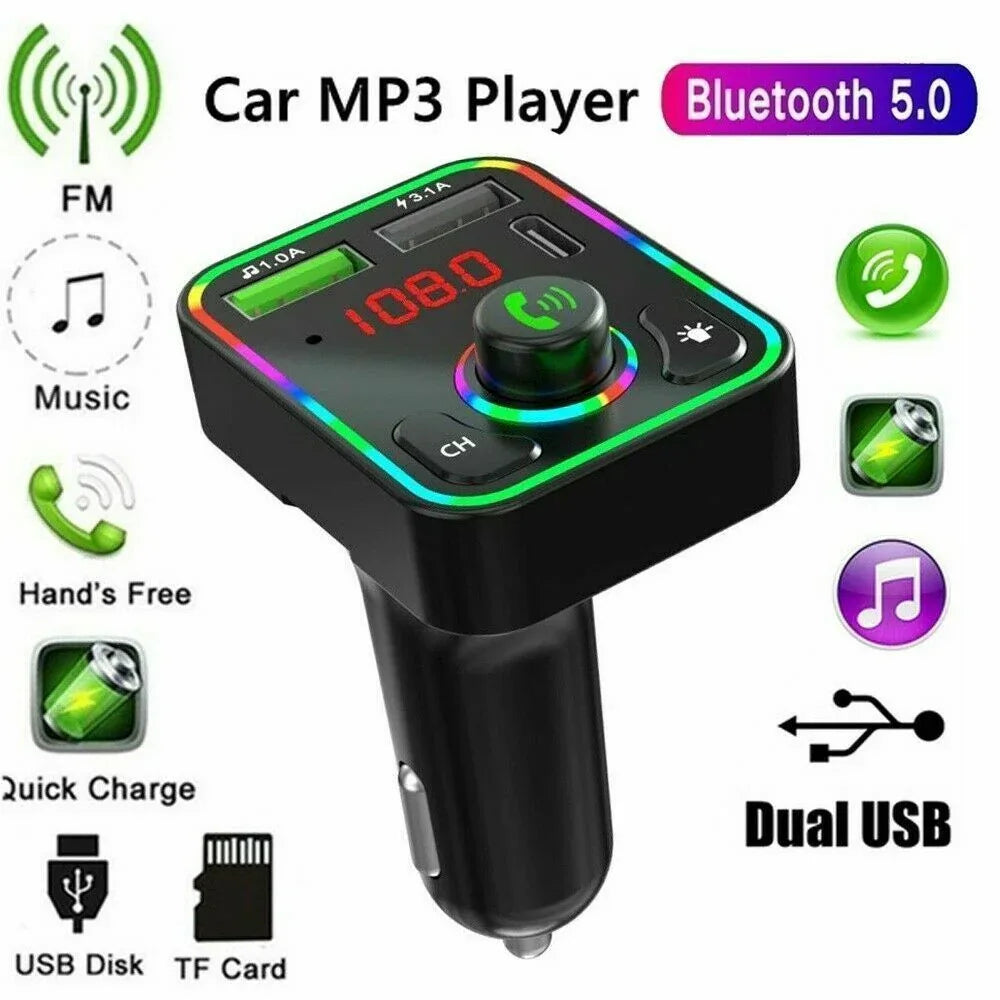 Car Bluetooth FM Transmitter USB Charger MP3 Player Handsfree Call 2PCS - THE MILE MAKER DRIVER SHOP