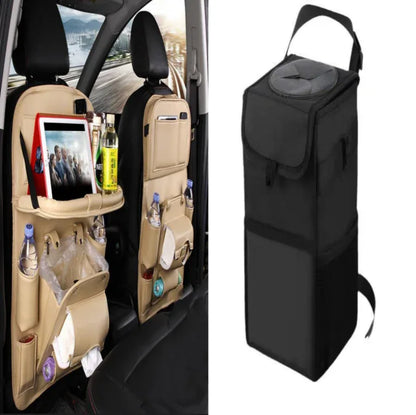 PU Leather Car Storage Bag Multifunction Seat Back Tray Hanging Bag Waterproof Car Organizer Automotive Interior Accessories - THE MILE MAKER DRIVER SHOP