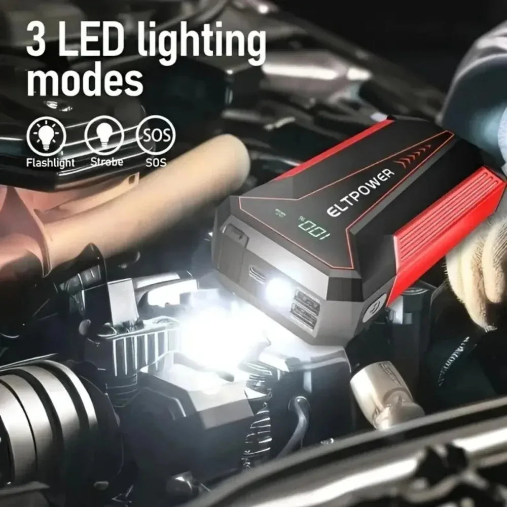 20000 MAh Car Jump Starter Power Supply With Dual USB Fast Charging And Red LED Light. - THE MILE MAKER DRIVER SHOP