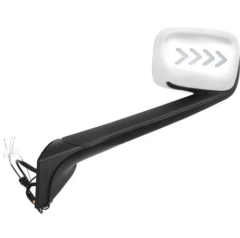 For Freightliner Cascadia 2018 Pair Chrome Heated Hood Mirror W Turn Signal LED - THE MILE MAKER DRIVER SHOP