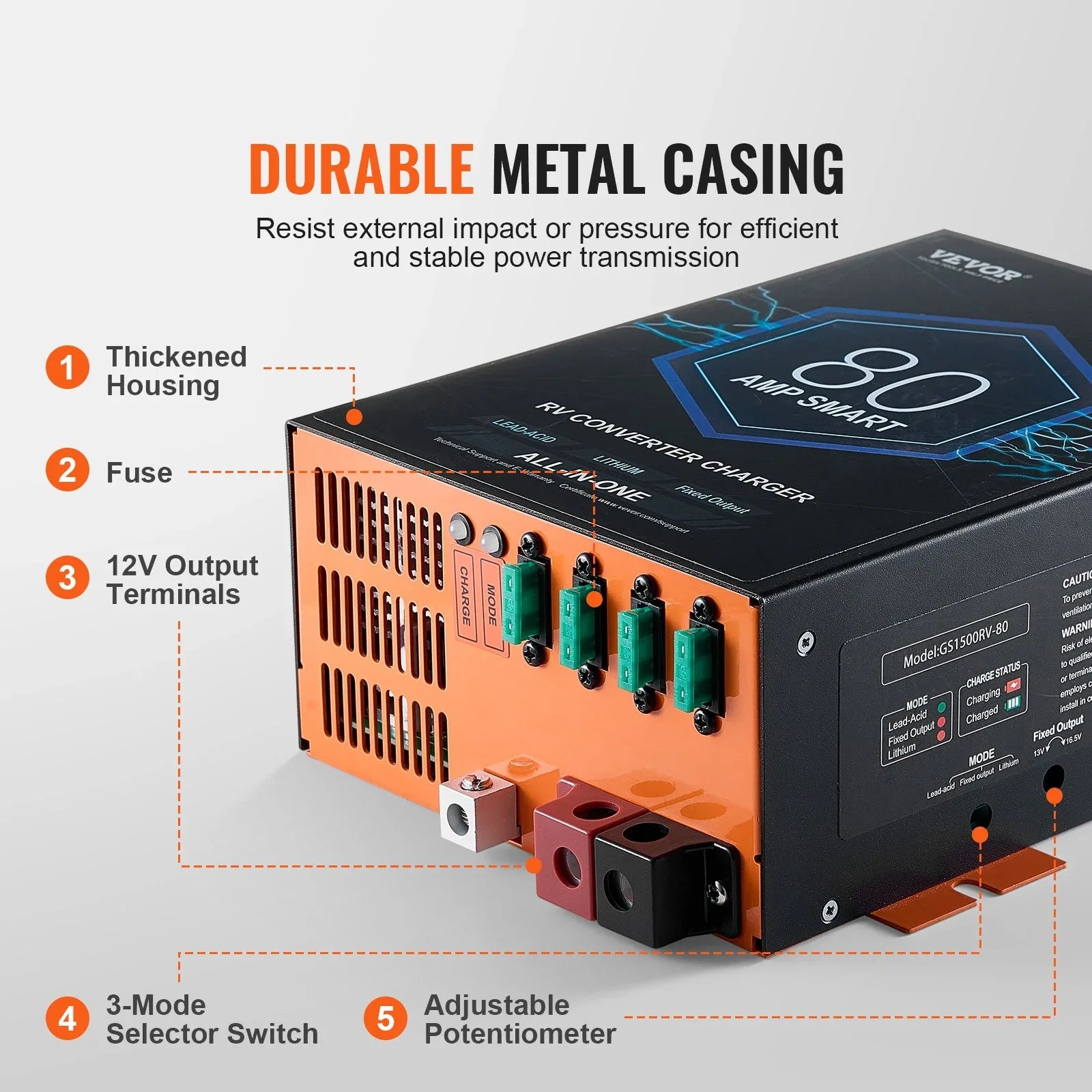 RV Converter 80 Amp 110V AC To 12V DC RV Power Converter Battery Charger - THE MILE MAKER DRIVER SHOP