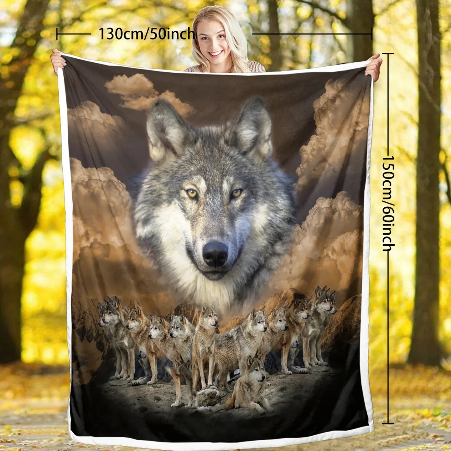 Indian Wolf Sherpa Fleece Blanket Native American Wolf Cozy Warm Fluffy Plush Blanket For Bed Couch Chair Living Room Decor 50x60 Inch 60x80 Inch - THE MILE MAKER DRIVER SHOP