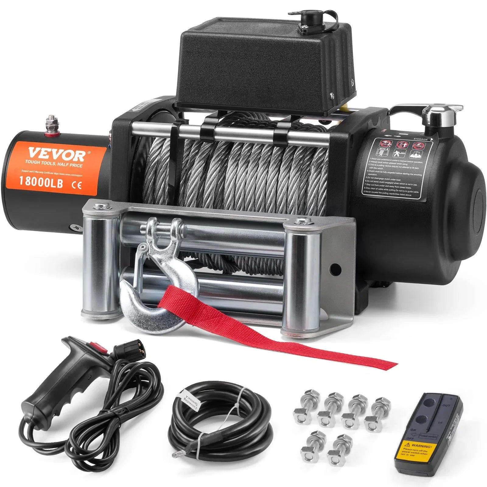 Electric Winch Truck 18,000 Lb Steel Cable IP65 Waterproof Remote Control - THE MILE MAKER DRIVER SHOP