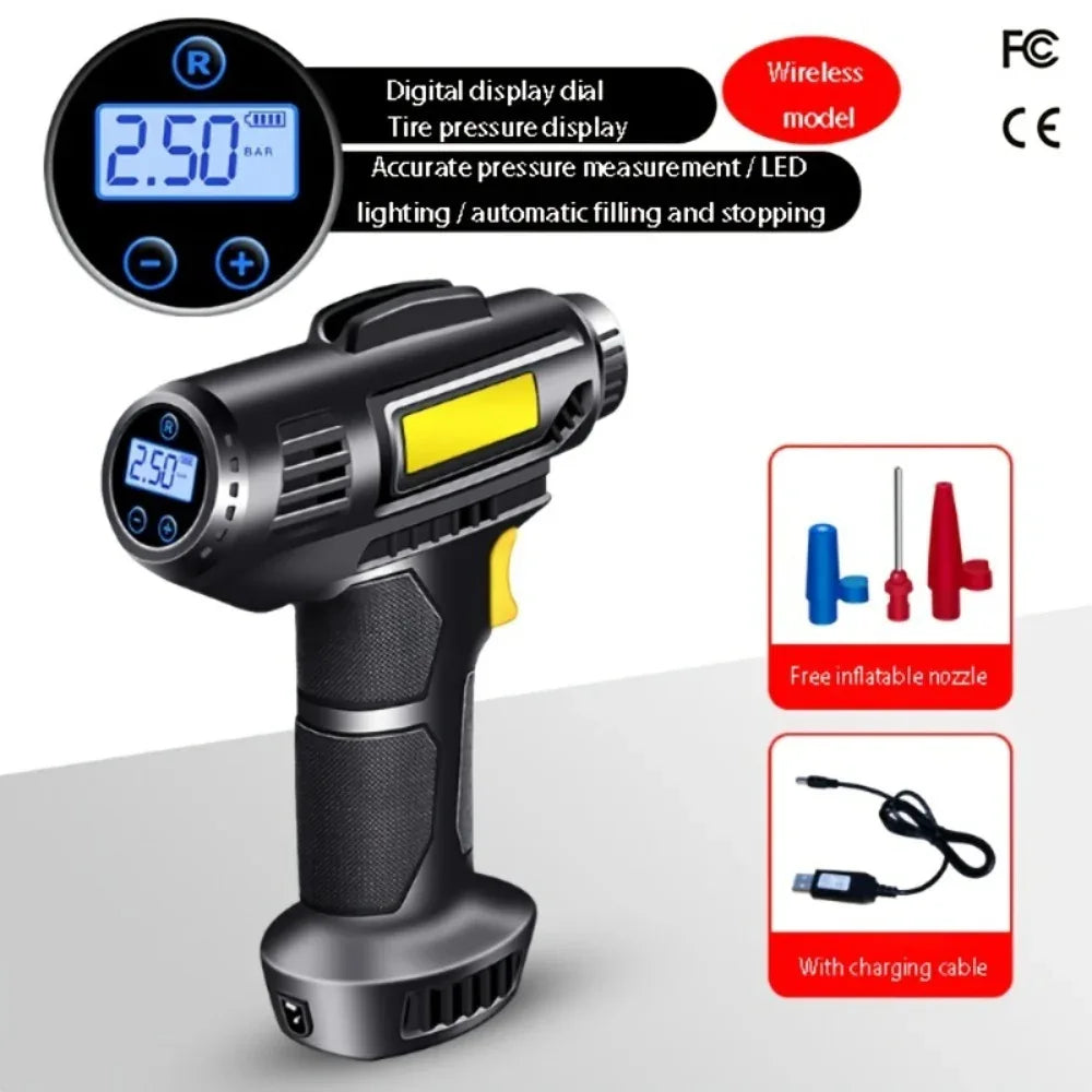Car Tire Inflator Wireless Intelligent Digital Display Portable Handheld Car Inflator Bicycle - THE MILE MAKER DRIVER SHOP