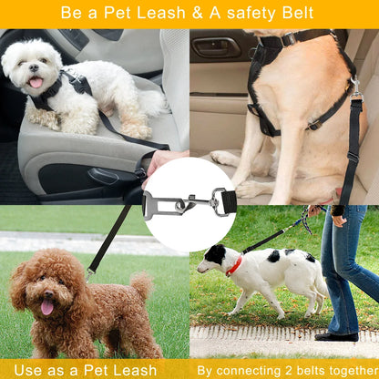 2Pcs Pet Dog Seat Belt Leash Adjustable Pet Dog Cat Safety Leads Harness Car Vehicle Nylon Fabric Seatbelt Strap - THE MILE MAKER DRIVER SHOP