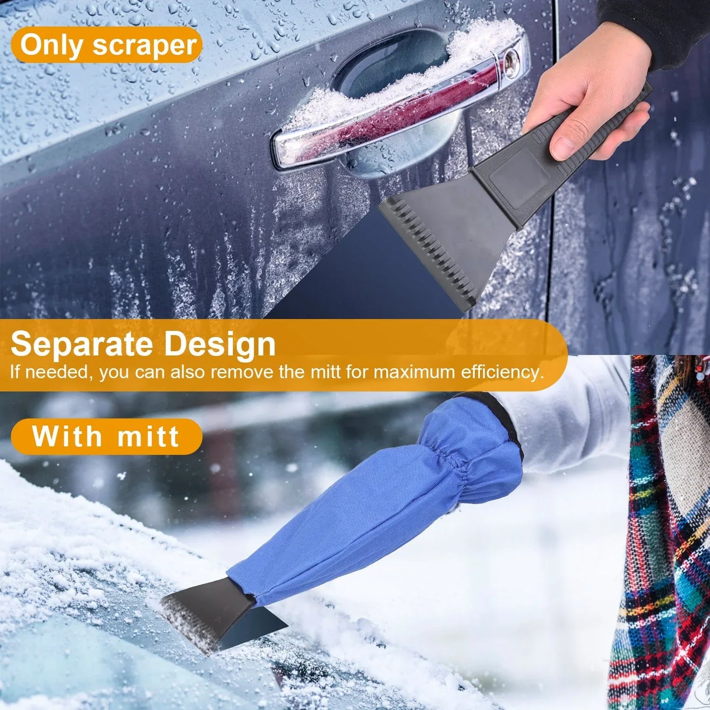 1Pc Ice Scraper Glove Car Windshield Snow Scraper Remover Glove Lined Of Fleece Winter Ice Scraper Mitt Keep Warm - THE MILE MAKER DRIVER SHOP